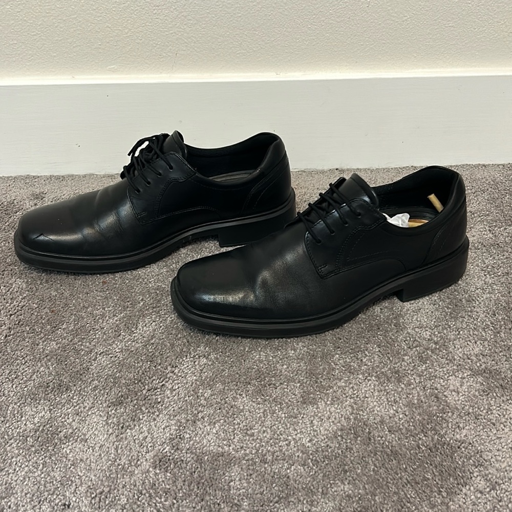Ecco Shoe Men Size 44 US 10-10.5 Black Oxford Helsinki Dress Business Workwear